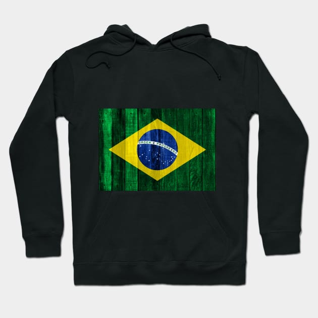 Flag of Brazil Brazilian Flags Memorabilia - Wood Hoodie by DrPen